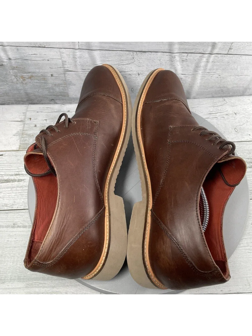 Samuel Windsor Mens Size 10.5 Brown Leather Oxford Cap Toe Dress Shoes P145112